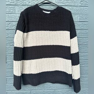 Time and Tru Black and Tan striped knit soft sweater